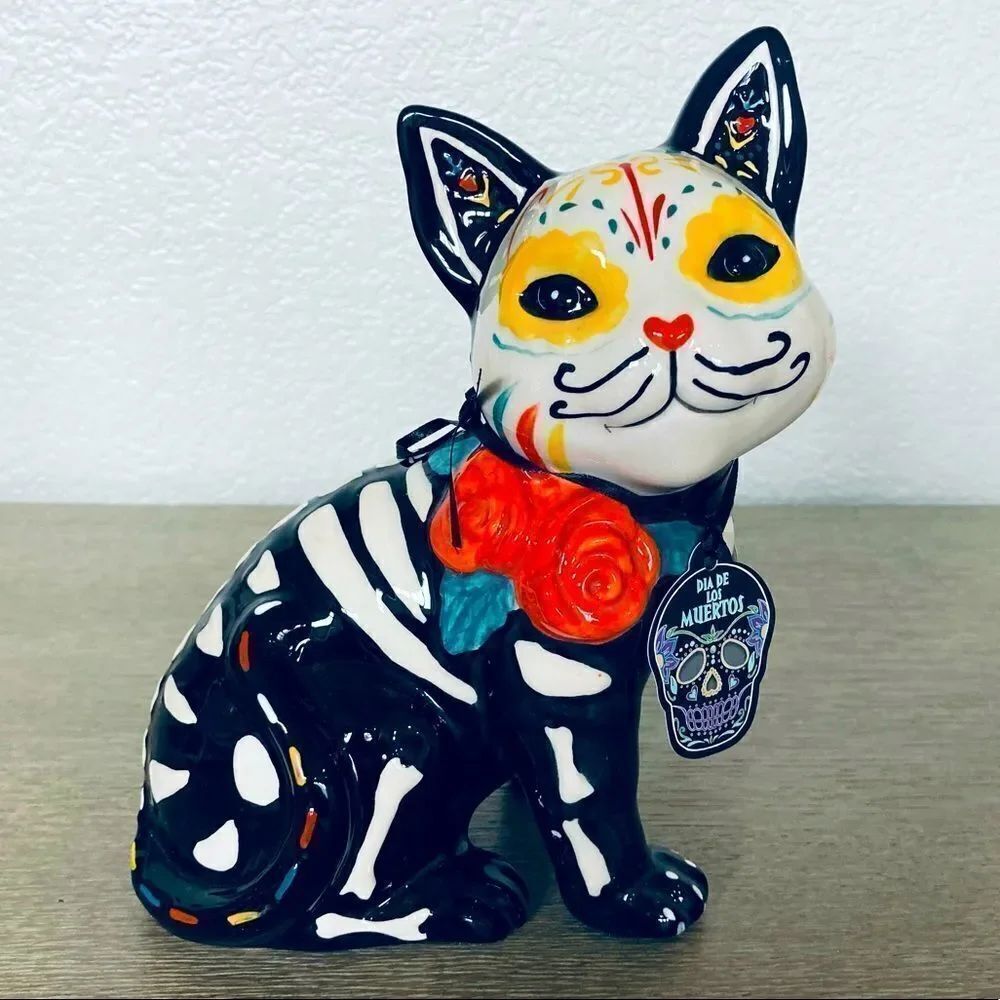 Blue Sky Clayworks Halloween Day of the Dead Dia de los Muertos Ceramic Cat